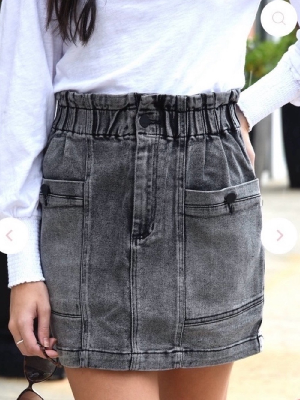 🖤Dear John Paperbag Wasit Washed Black High-Rise Denim Skirt - Size Medium